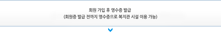 회원 가입 후 영수증 발급 (회원증이 나오기까지 영수증으로 복지관 시설 이용 가능)